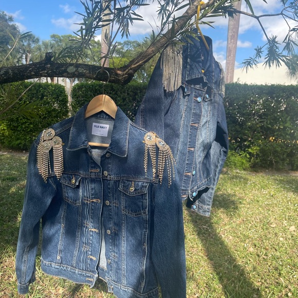 Custom Embellished Jacket with Rhinestone Epaulettes, Skull Design & Flowers - Picture 11 of 11